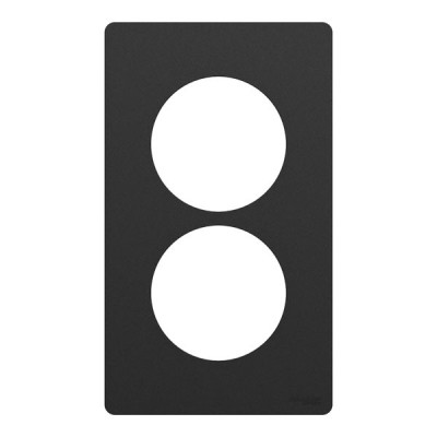 Schneider Odace Architecte - plaque 2 postes entraxe spécifique 57mm - Noir onyx - Réf : S940814