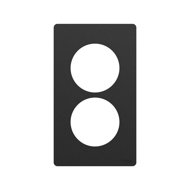 Schneider Odace Architecte - plaque 2 postes entraxe spécifique 57mm - Noir onyx - Réf : S940814