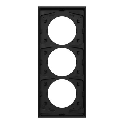 Schneider Odace - plaque de finition 3 postes entraxe spécifique 57mm - Noir onyx - Réf : S940716