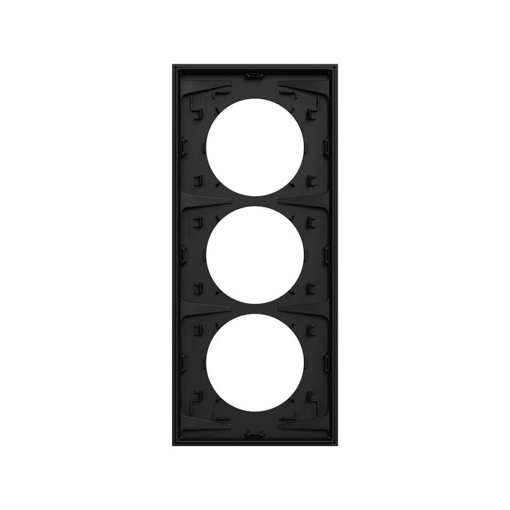 Schneider Odace - plaque de finition 3 postes entraxe spécifique 57mm - Noir onyx - Réf : S940716