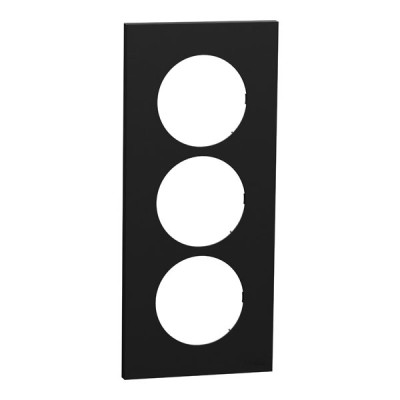 Schneider Odace - plaque de finition 3 postes entraxe spécifique 57mm - Noir onyx - Réf : S940716