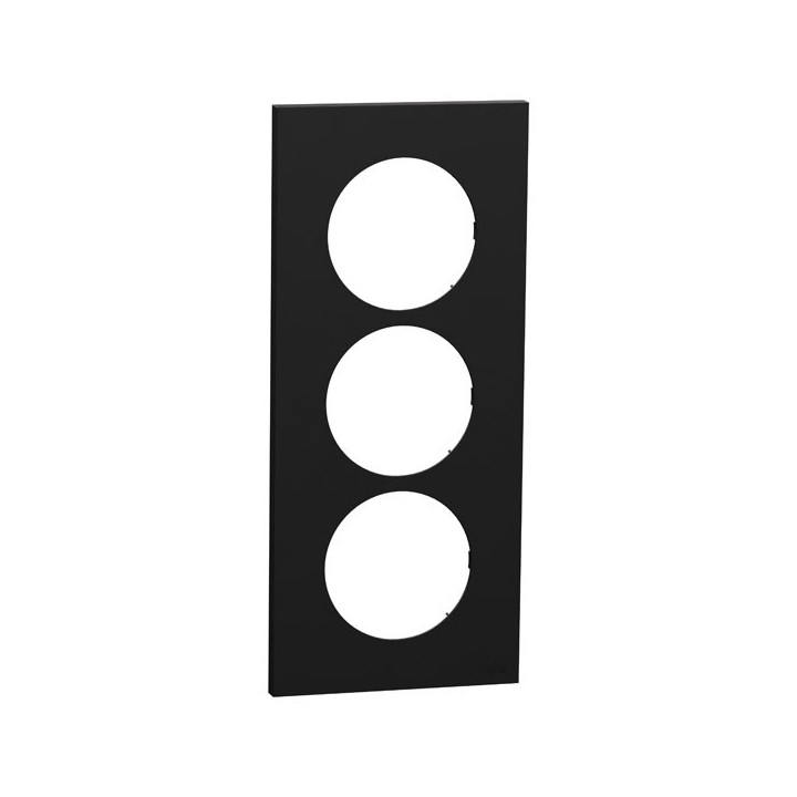 Schneider Odace - plaque de finition 3 postes entraxe spécifique 57mm - Noir onyx - Réf : S940716