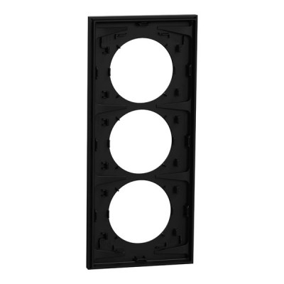 Schneider Odace - plaque de finition 3 postes entraxe spécifique 57mm - Noir onyx - Réf : S940716