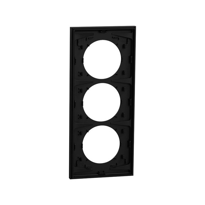 Schneider Odace - plaque de finition 3 postes entraxe spécifique 57mm - Noir onyx - Réf : S940716