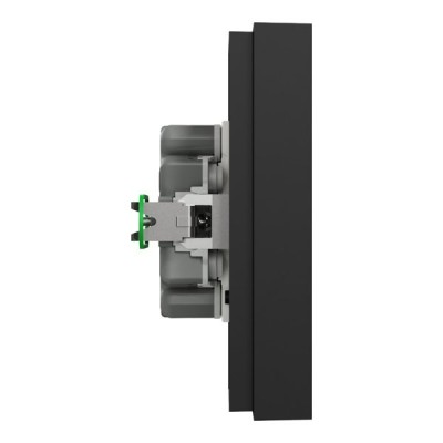 Schneider Odace - Odace - double prise de courant 2P+T avec plaque - install 1 poste - noir onyx - Réf : S941089