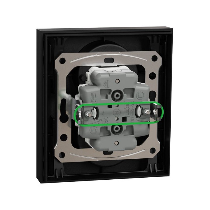 Schneider Odace - Odace - double prise de courant 2P+T avec plaque - install 1 poste - noir onyx - Réf : S941089