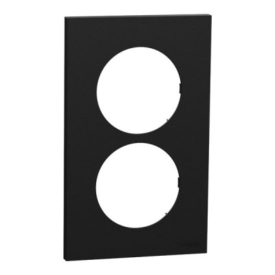 Schneider Odace - plaque de finition 2 postes entraxe spécifique 57mm - Noir onyx - Réf : S940714