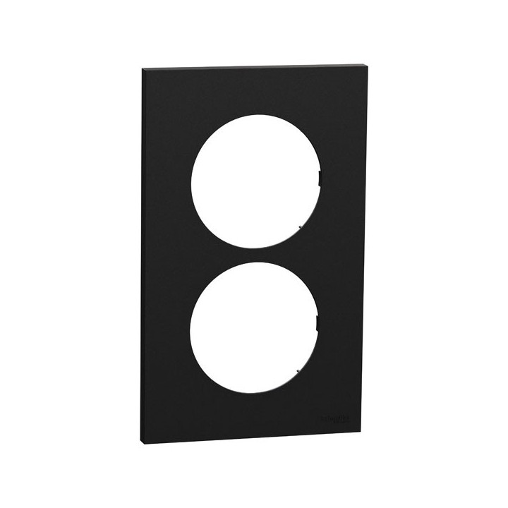 Schneider Odace - plaque de finition 2 postes entraxe spécifique 57mm - Noir onyx - Réf : S940714