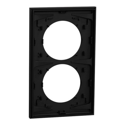 Schneider Odace - plaque de finition 2 postes entraxe spécifique 57mm - Noir onyx - Réf : S940714