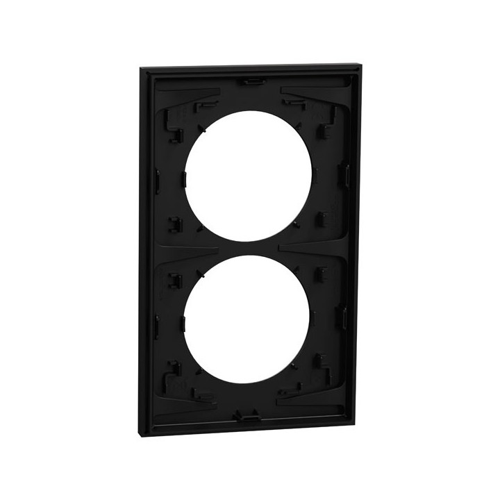 Schneider Odace - plaque de finition 2 postes entraxe spécifique 57mm - Noir onyx - Réf : S940714