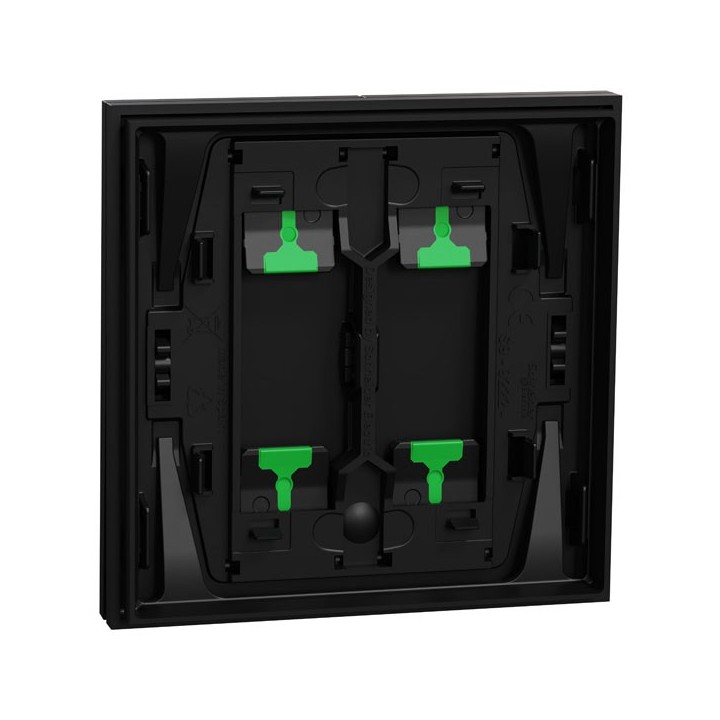 Schneider Odace Intégral - enjoliveur et plaque - pour VV ou poussoir double - Noir onyx - Réf : S949222