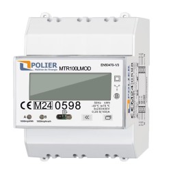Polier - Compteur électrique modulaire - Tétra 100A - Certifié MID - Simple tarif - Modbus - Sortie d'impulsion -Réf: MTR100LMOD
