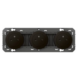 Legrand - Triple prise de courant 2P+T Surface dooxie 16A précâblées finition noir mat - Réf : 600533