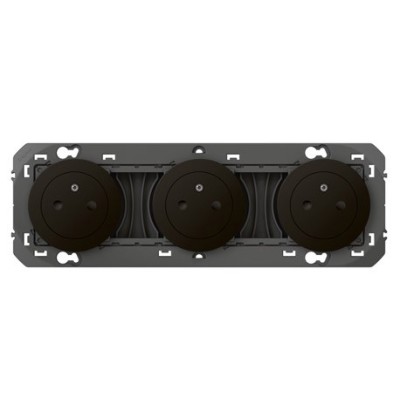 Legrand - Triple prise de courant 2P+T Surface dooxie 16A précâblées finition noir mat - Réf : 600533