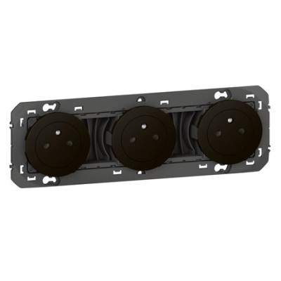 Legrand - Triple prise de courant 2P+T Surface dooxie 16A précâblées finition noir mat - Réf : 600533