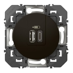 Legrand - Double chargeur USB 1 TypeA + 1 TypeC dooxie 3A finition noir mat- Réf : 600549