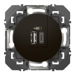 Legrand - Double chargeur USB 1 TypeA + 1 TypeC dooxie 3A finition noir mat- Réf : 600549