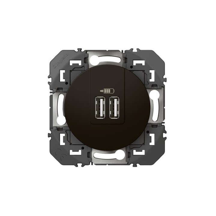 Legrand - Double chargeur USB Type-A dooxie 3A 15W finition noir mat - Réf : 600543