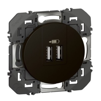 Legrand - Double chargeur USB Type-A dooxie 3A 15W finition noir mat - Réf : 600543
