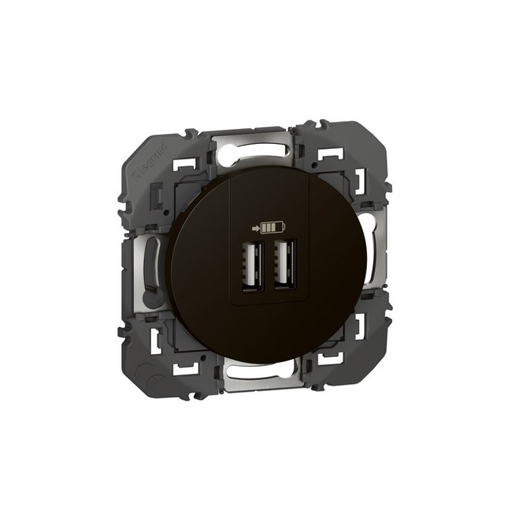 Legrand - Double chargeur USB Type-A dooxie 3A 15W finition noir mat - Réf : 600543