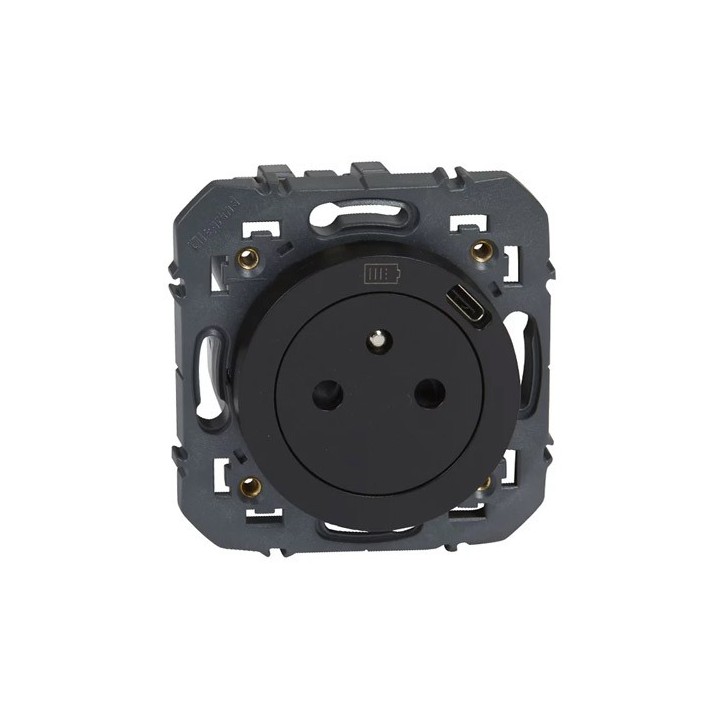 Legrand - Prise 2P+T Surface avec prise USB Type-C dooxie - finition noir mat - Réf : 600541