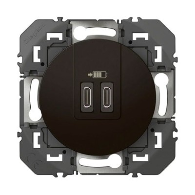 Legrand - Double chargeur USB Type-C dooxie 3A 15W finition noir mat - Réf : 600545
