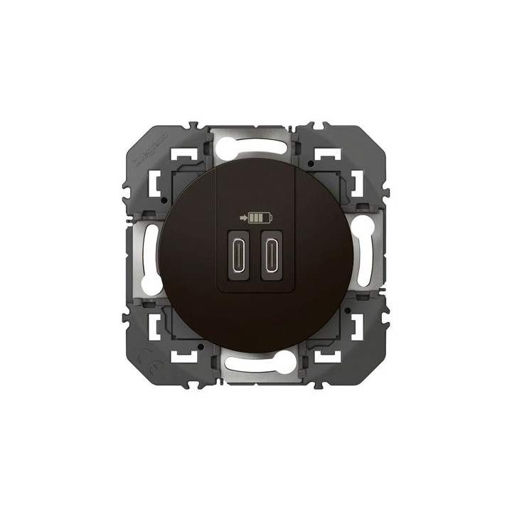 Legrand - Double chargeur USB Type-C dooxie 3A 15W finition noir mat - Réf : 600545