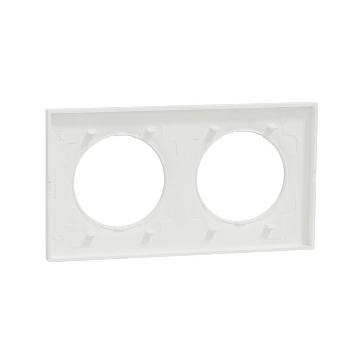 Schneider Odace Origine - plaque de finition 2 postes - couleur blanc - Réf : S929704