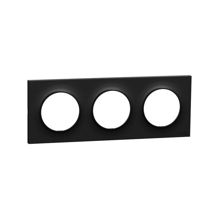 Schneider Odace Origine - plaque de finition 3 postes - couleur noir - Réf : S949706