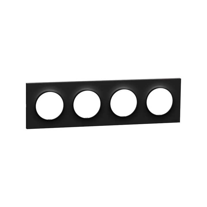 Schneider Odace Origine - plaque de finition 4 postes - couleur noir - Réf : S949708