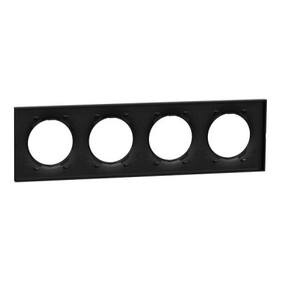 Schneider Odace Origine - plaque de finition 4 postes - couleur noir - Réf : S949708
