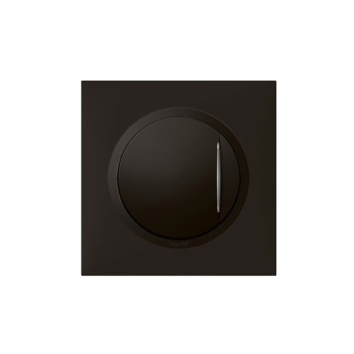 Legrand Dooxie - Poussoir simple à voyant lumineux Dooxie avec Plaque de finition - 6A 250V~ Finition noir mat - Réf : 600216-P
