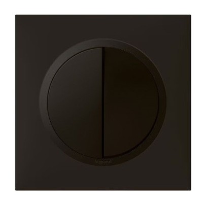 Legrand - Poussoir double Dooxie avec Plaque de finition carrée - 6A 250V~ Finition noir mat - Réf : 600208-P