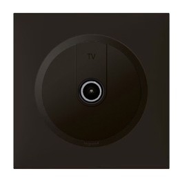 Legrand - Prise TV simple étoile blindée Dooxie avec Plaque de finition carrée - Finition noir mat - Réf : 600551-P