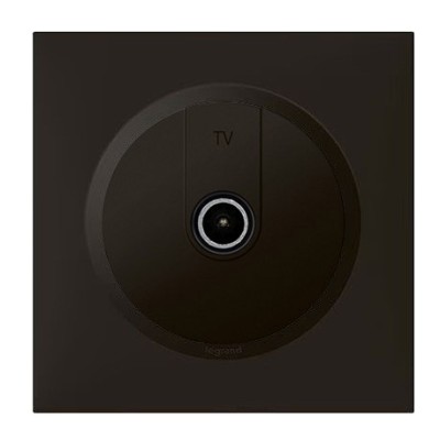 Legrand - Prise TV simple étoile blindée Dooxie avec Plaque de finition carrée - Finition noir mat - Réf : 600551-P