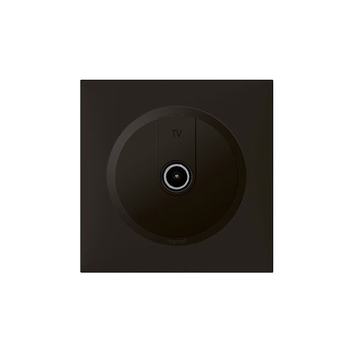 Legrand - Prise TV simple étoile blindée Dooxie avec Plaque de finition carrée - Finition noir mat - Réf : 600551-P