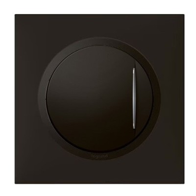 Legrand - Interrupteur ou va-et-vient Dooxie à voyant témoin avec Plaque carrée - 10AX 250V~ Finition noir mat - Réf : 600209-P