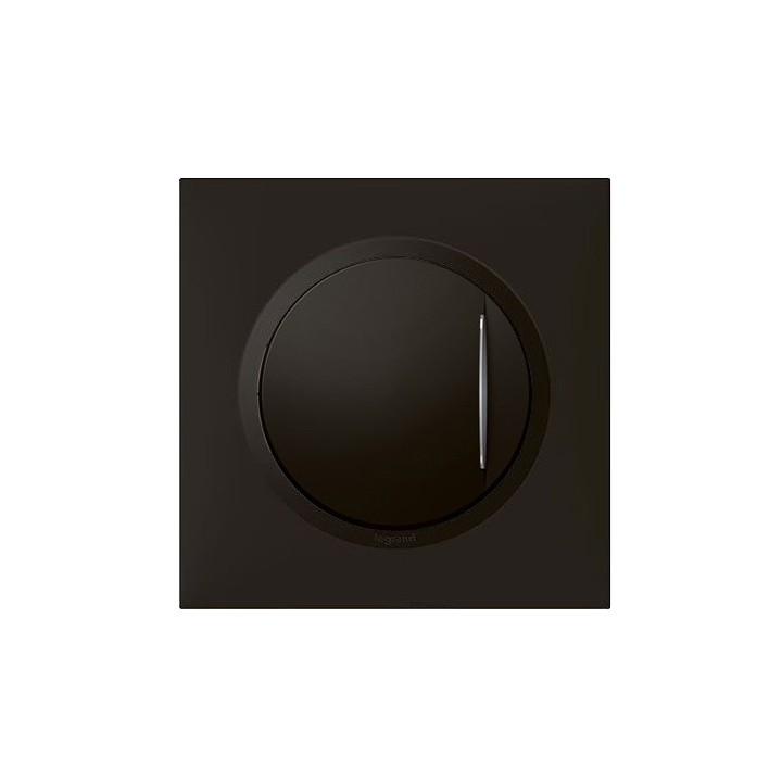 Legrand - Interrupteur ou va-et-vient Dooxie à voyant lumineux avec Plaque carrée - 10AX 250V~ Finition noir mat - Réf: 600211-P