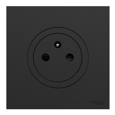 Schneider Odace - Prise 2P+T affleurante avec plaque de finition - bornes automatiques - noir onyx - Réf : S940052-P