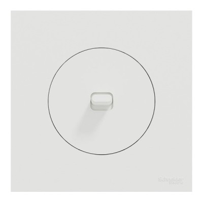 Schneider Odace - va-et-vient ou poussoir à levier avec plaque de finition - 10AX - blanc craie - Réf : S920203-P