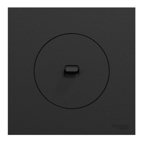 Schneider Odace - va-et-vient ou poussoir à levier avec plaque de finition - 10AX - noir onyx - Réf : S940203-P