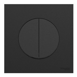 Schneider Odace - double va-et-vient ou poussoir avec plaque de finition - 10AX - noir onyx - Réf : S940214-P
