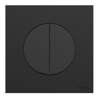 Schneider Odace - double va-et-vient ou poussoir avec plaque de finition - 10AX - noir onyx - Réf : S940214-P