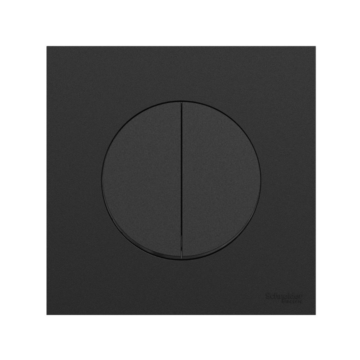 Schneider Odace - double va-et-vient ou poussoir avec plaque de finition - 10AX - noir onyx - Réf : S940214-P