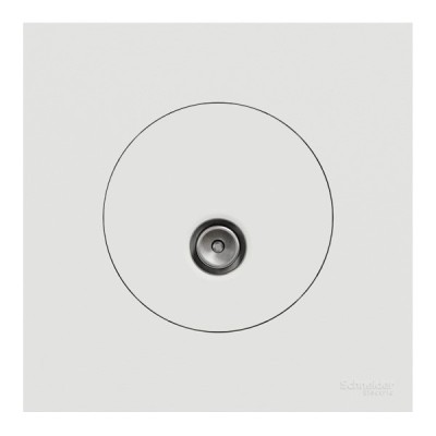 Schneider Odace - prise TV simple mâle - sortie coaxiale - avec plaque de finition - blanc craie - Réf : S920445-P