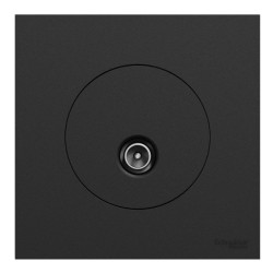 Schneider Odace - prise TV simple mâle - sortie coaxiale - avec plaque de finition - noir onyx - Réf : S940445-P