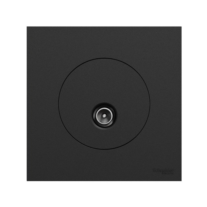 Schneider Odace - prise TV simple mâle - sortie coaxiale - avec plaque de finition - noir onyx - Réf : S940445-P