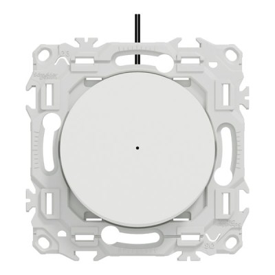 Schneider Odace - va-et-vient ou poussoir lumineux LED verte avec plaque de finition - 10AX - blanc craie - Réf : S920263-P