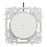 Schneider Odace - va-et-vient ou poussoir lumineux LED verte avec plaque de finition - 10AX - blanc craie - Réf : S920263-P