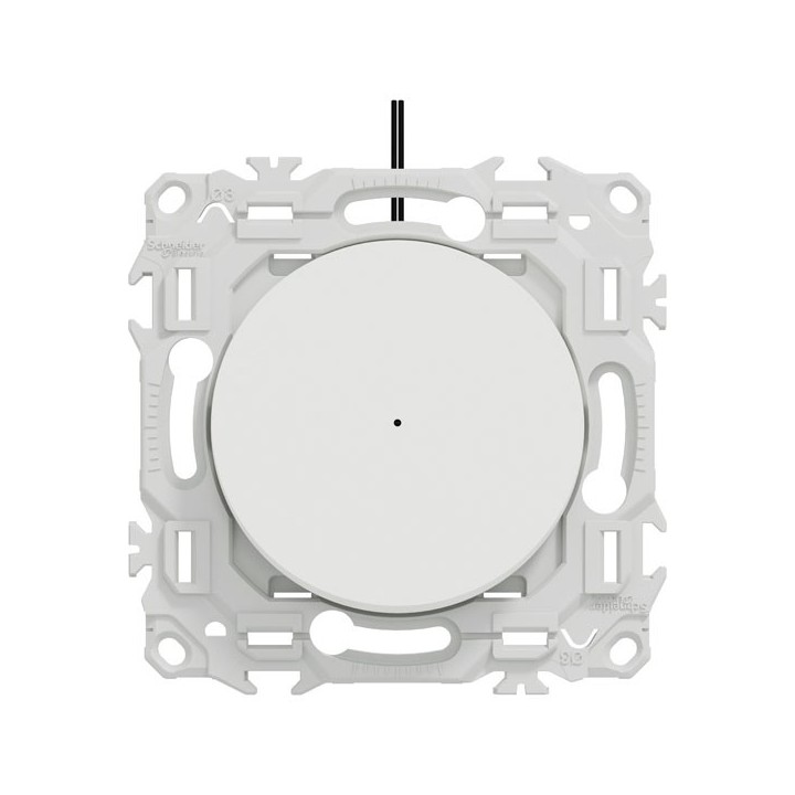Schneider Odace - va-et-vient ou poussoir lumineux LED verte avec plaque de finition - 10AX - blanc craie - Réf : S920263-P